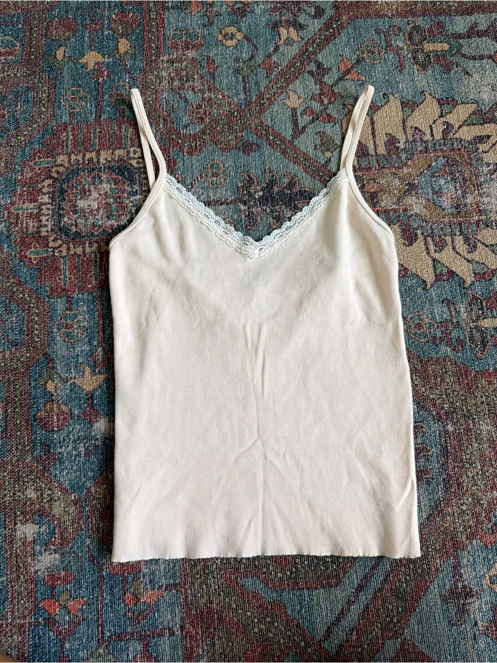 Brandy Melville Light Pink Lace-Trim Spaghetti Strap Cami